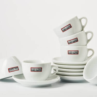 Cappuccino Tassen mit Kaffee Kanzi Logo in italienischem design